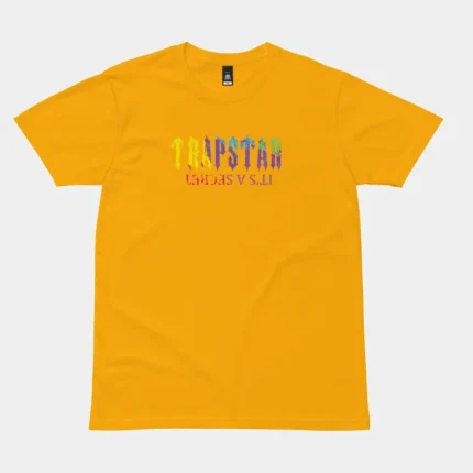 T-shirt gialla con motivo di pittura segreta di Trapstar