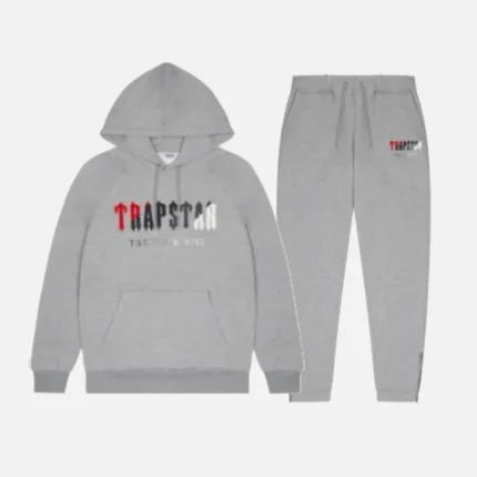 Tuta con cappuccio Trapstar Chenille Decoded Grigio/Rosso