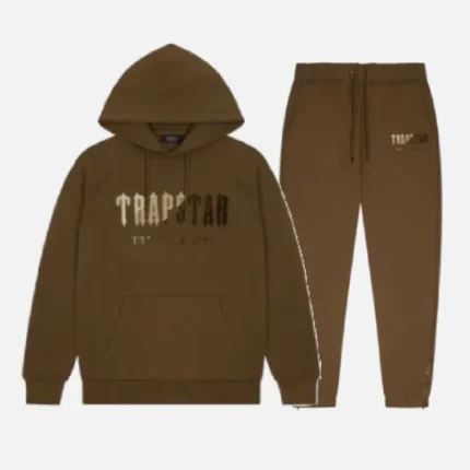 Tuta con cappuccio Trapstar Chenille Decoded Marrone